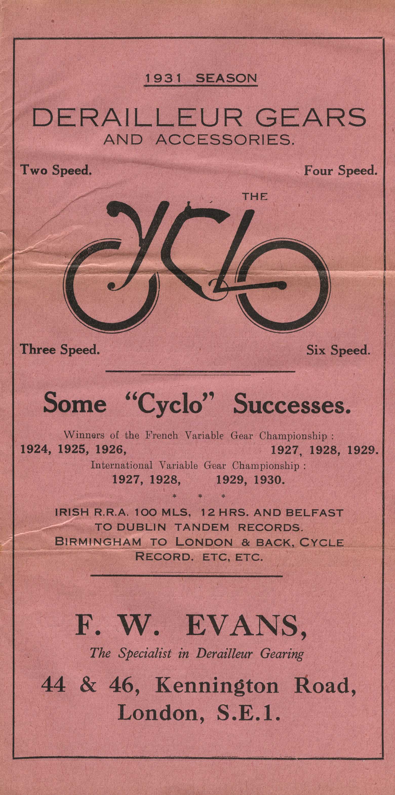 The Cyclo - Derailleur Gears and Accessories 1931 season scan 01 main image