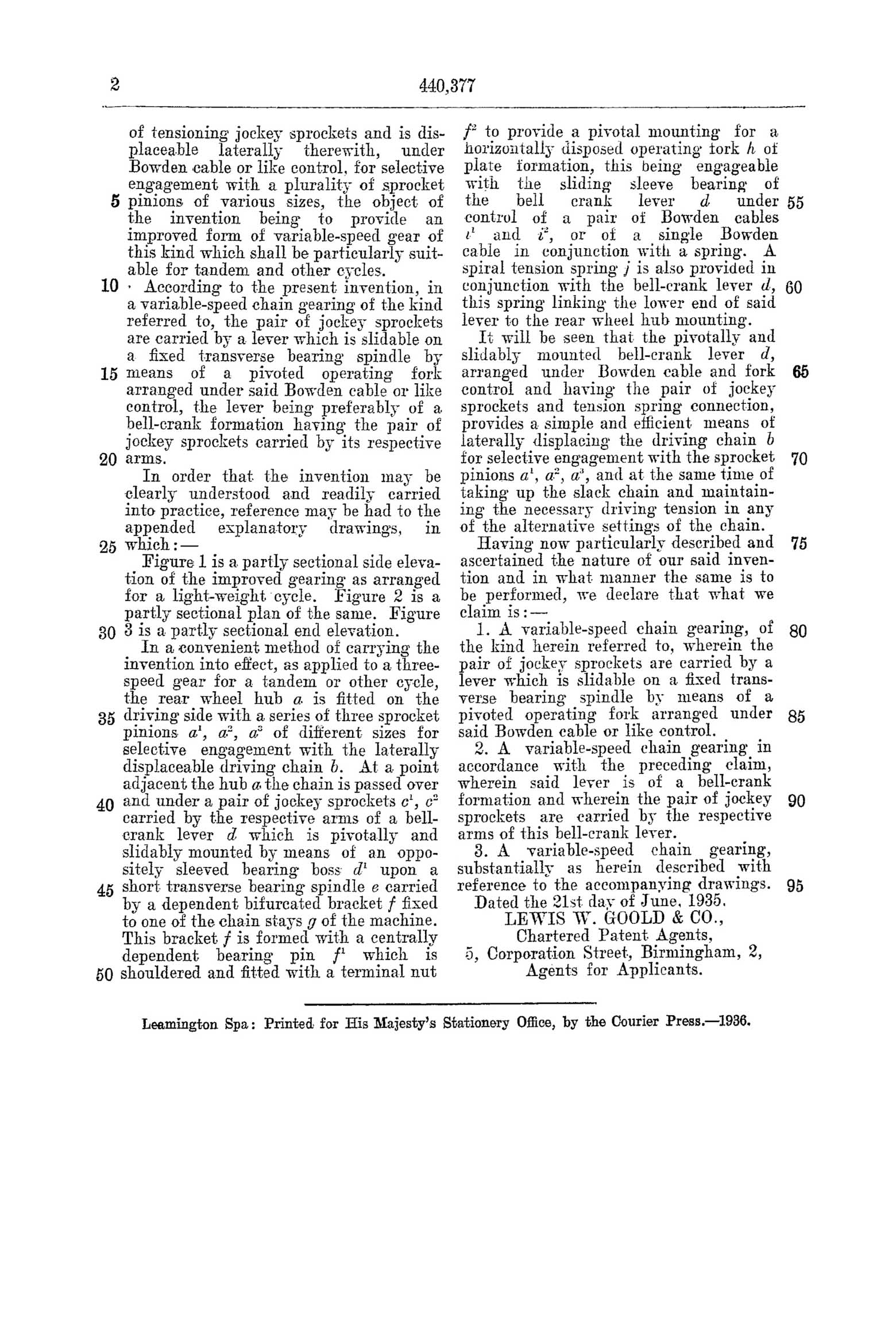 UK Patent 440,377 - Enfield scan 2 main image