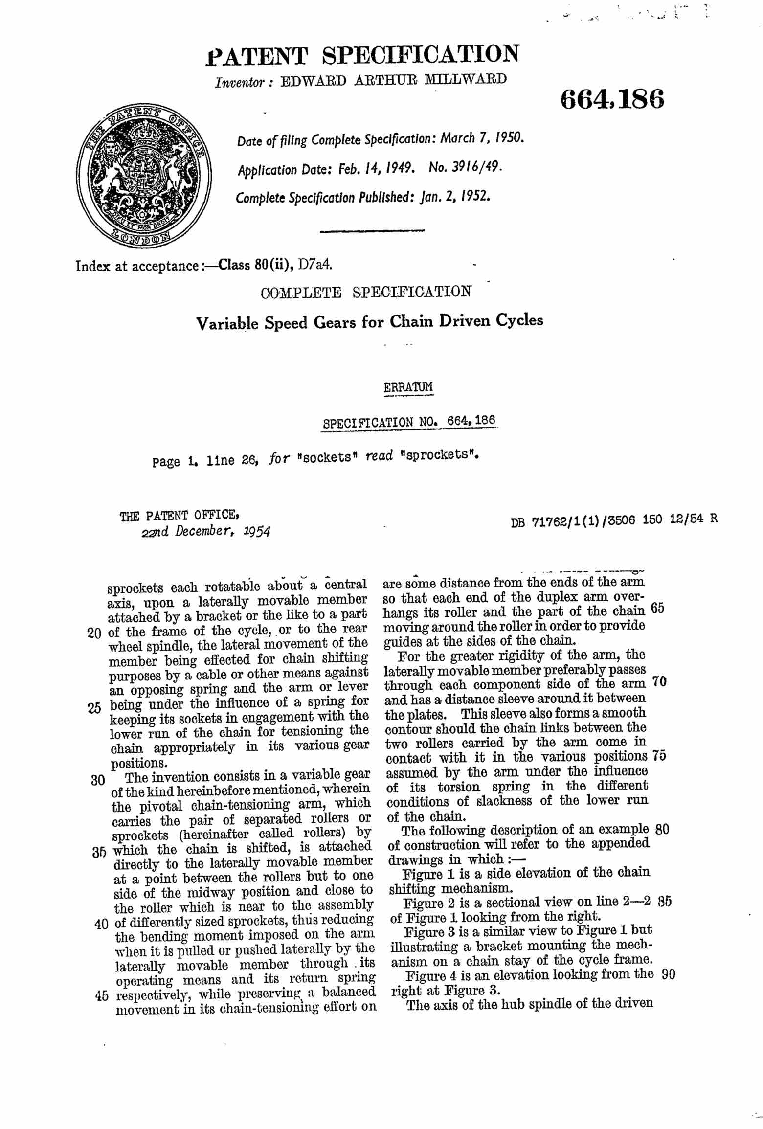 UK Patent 664,186 - Phillips scan 7 main image