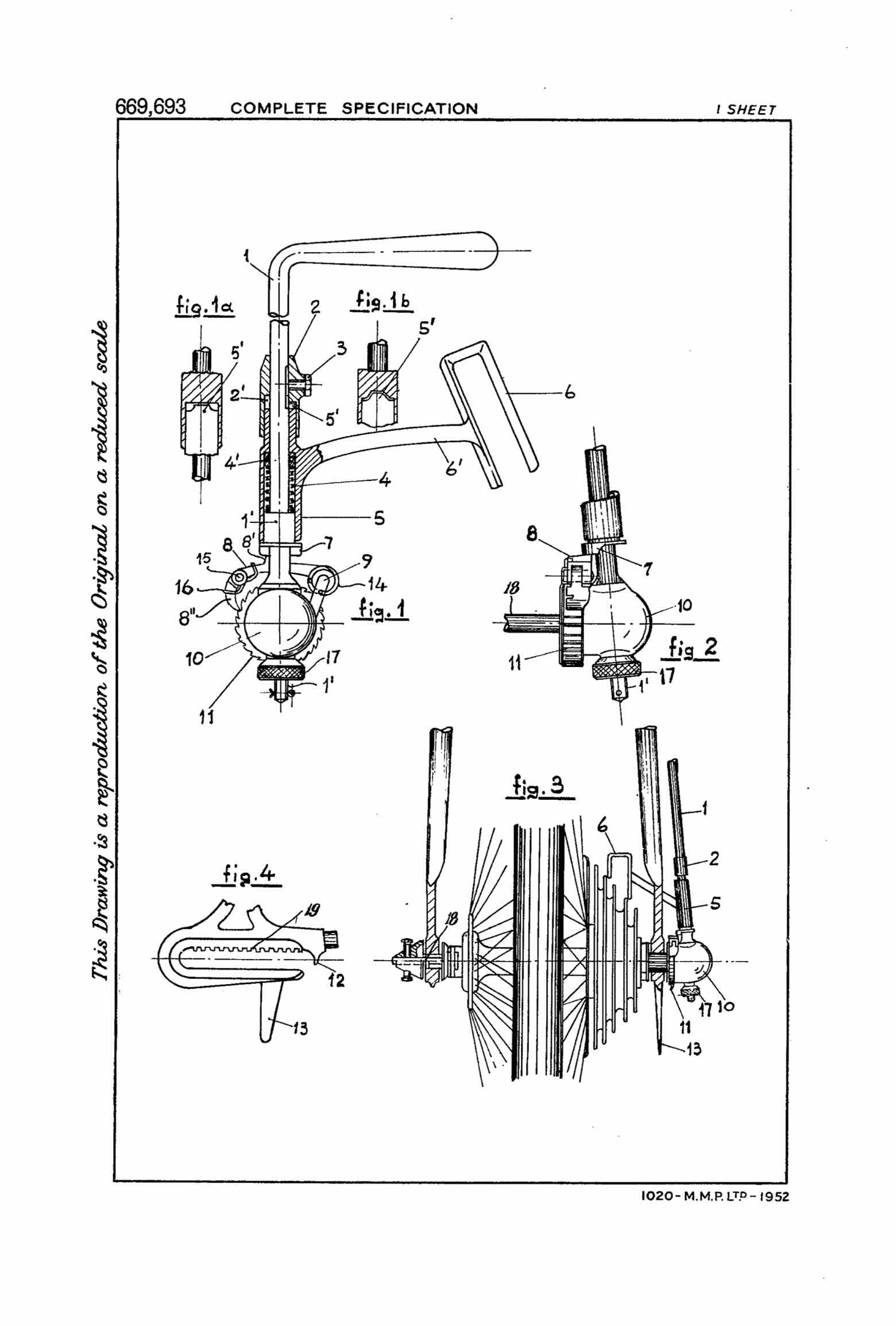UK Patent 669,693 - Campagnolo scan 4 main image