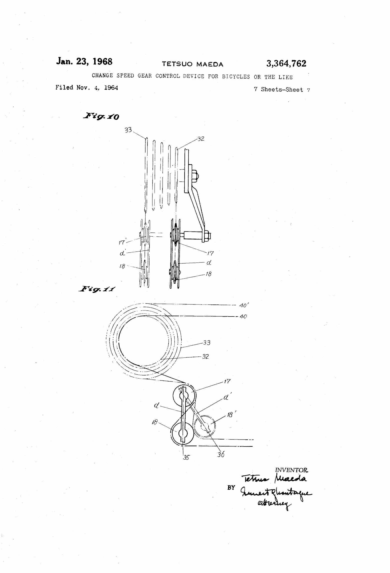 US Patent 3,364,762 - SunTour Gran-Prix scan 10 main image