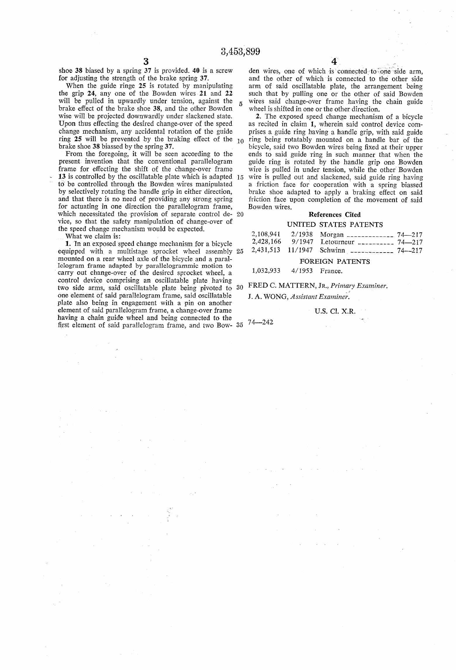 US Patent 3,453,899 - Shimano Archery-W scan 2 main image