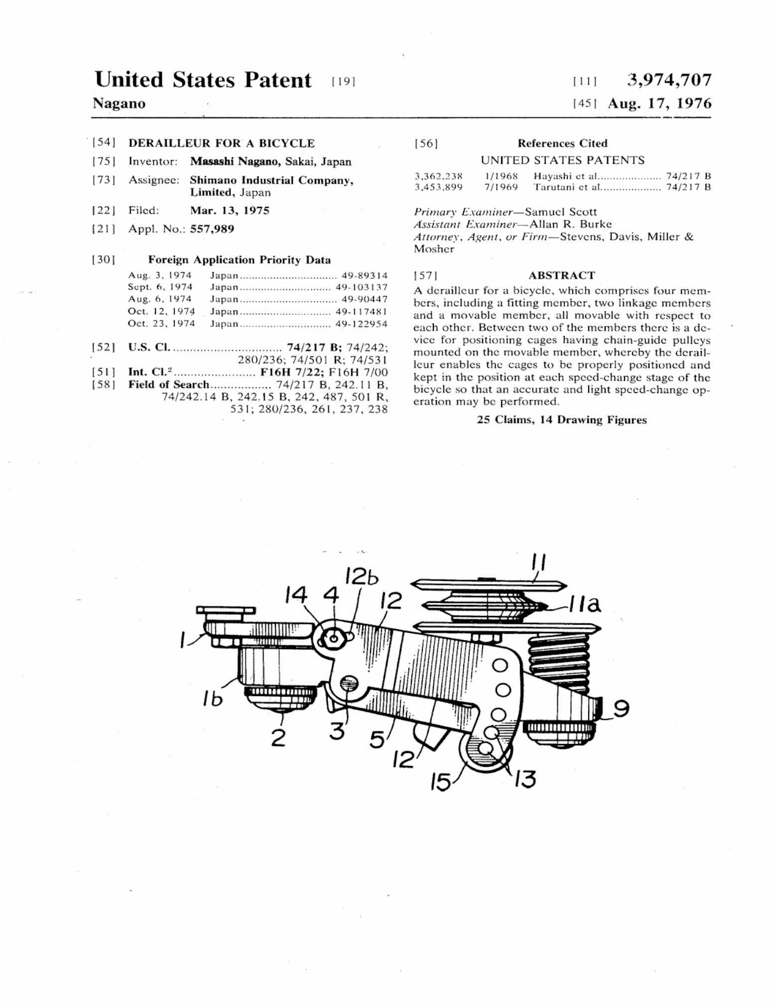 US Patent 3,974,707 - Shimano Positron scan 1 main image