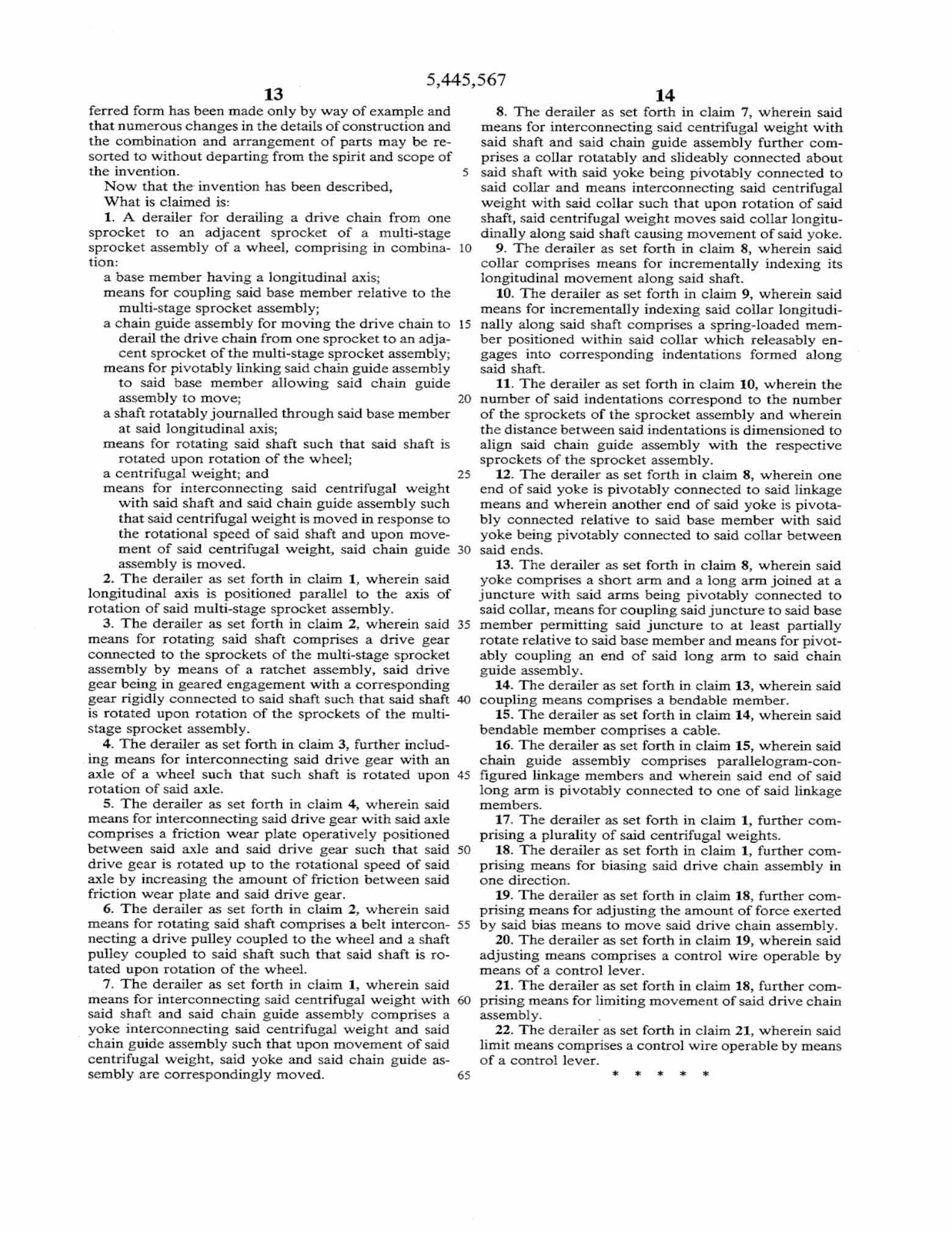 US Patent 5,445,567 - AutoBike SmartShift scan 8 main image