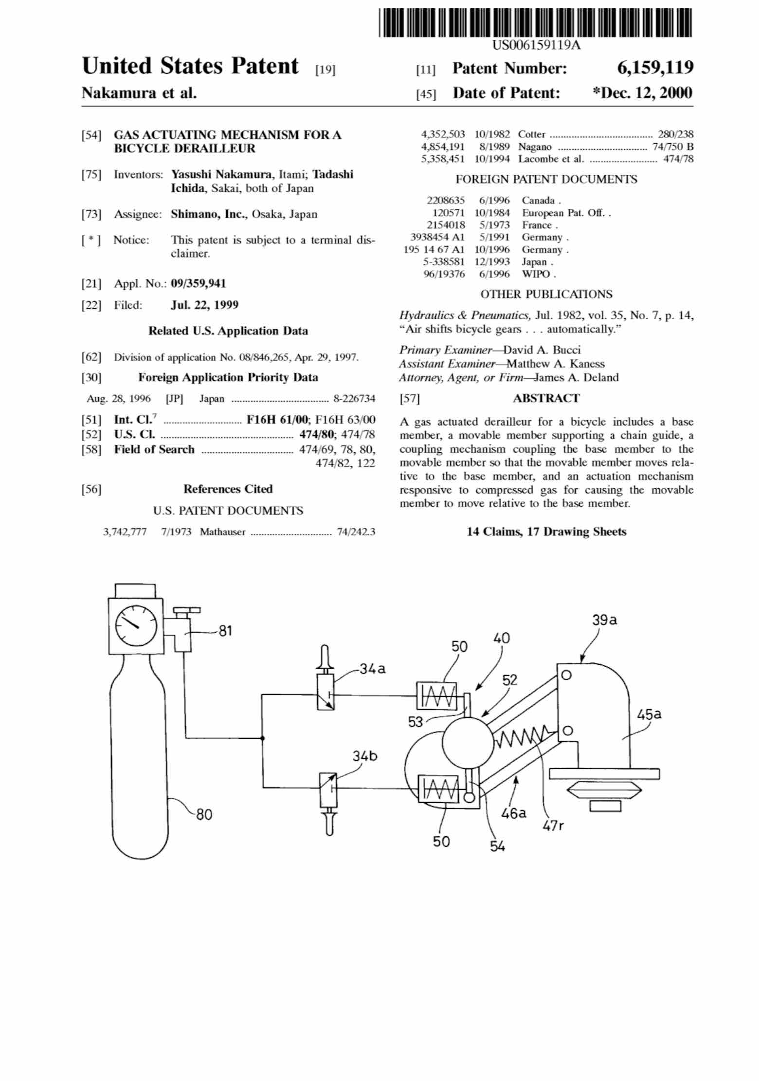 US Patent 6,159,119 - Shimano AirLines scan 1 main image