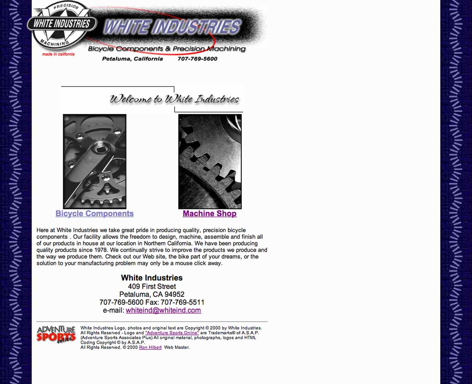 White Industries - web site 2001 image 1 main image