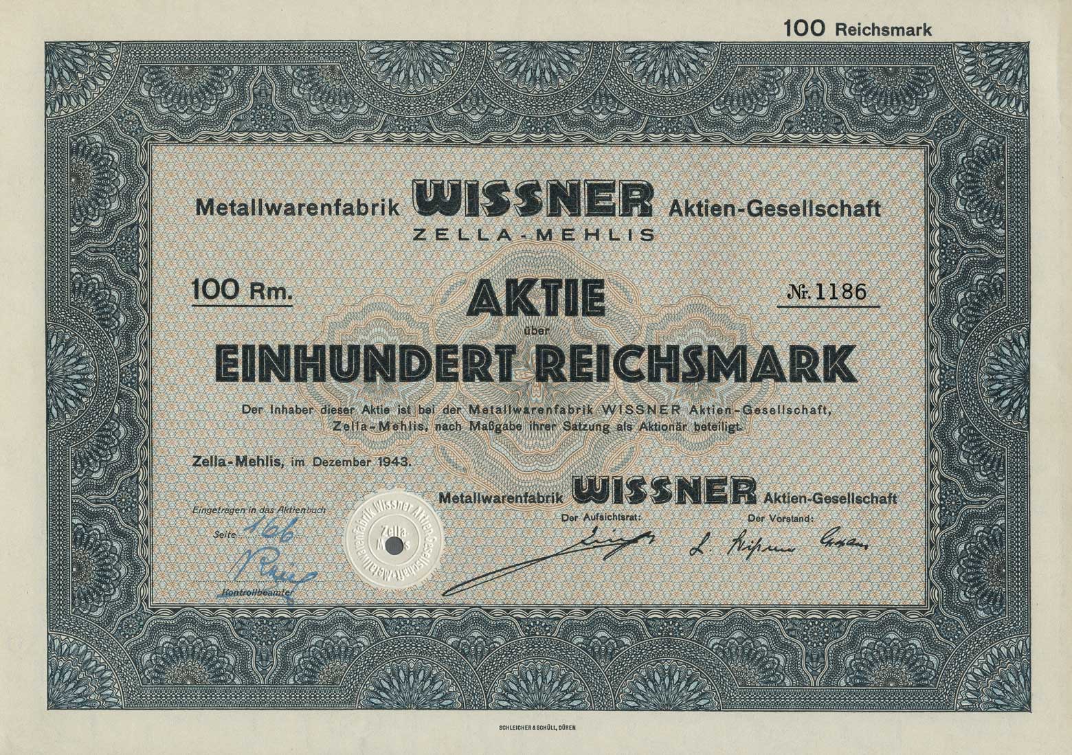 Wissner - share certificate main image