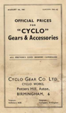 Official Prices for Cyclo Gears & Accessories - scan 1 thumbnail